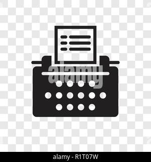 Typewriter vector icon isolated on transparent background, Typewriter transparency logo concept Stock Vector
