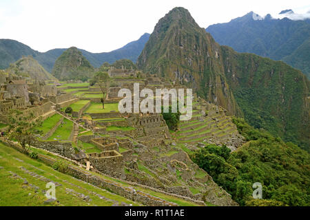 Machu Picchu in the Early Morning, the Famous Inca Ruins in Cusco Region, Urubamba Province, Peru Stock Photo