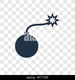 Bomb vector icon isolated on transparent background, Bomb transparency logo concept Stock Vector