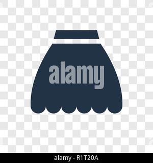 Skirt black short vector icon isolated on transparent background, Skirt black short transparency logo concept Stock Vector