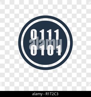 Binary code vector icon isolated on transparent background, Binary code transparency logo concept Stock Vector