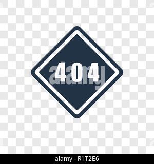 Error 404 vector icon isolated on transparent background, Error 404 transparency logo concept Stock Vector
