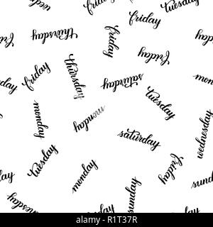 days of the week brush calligraphy Stock Vector