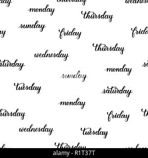 days of the week brush calligraphy Stock Vector