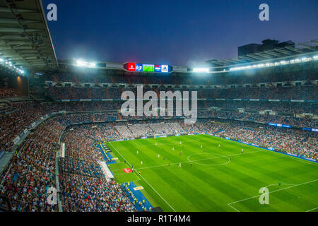 Football match. Santiago Bernabeu stadium, Madrid, Spain. Stock Photo