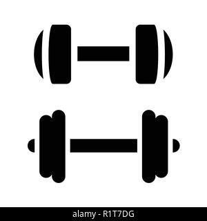 Black Dumbell Shape, isolated on white background. Vector Illustration. Stock Vector