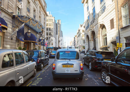 Arlington Street facing North, where the Ritz Hotel is located in London, UK. Stock Photo