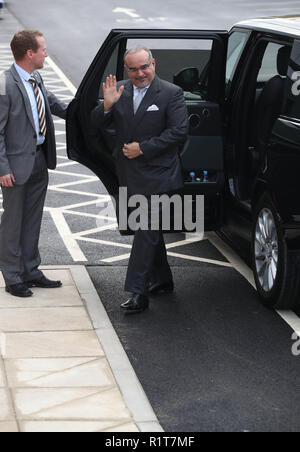 Crown Prince Salman bin Hamad bin Isa Al Khalifa arrives at the McLaren Composites Technology Centre in Rotherham.