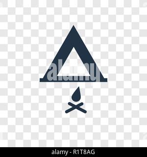 Camping tent vector icon isolated on transparent background, Camping tent transparency logo concept Stock Vector