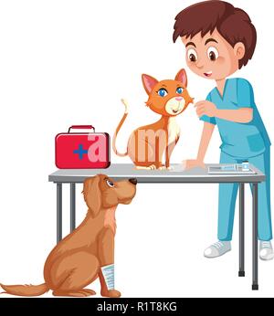 A vet taking care of pet illustration Stock Vector