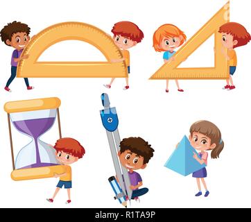 Student holding mathematics tools illustration Stock Vector
