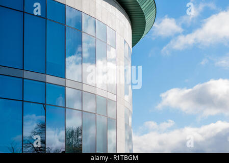 sunny day view of windows of modern business corporate office building in northampton england uk. Stock Photo