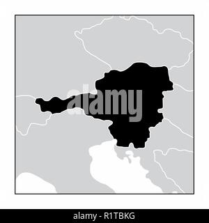The dark silhouette of Austria map in the european continent Stock Vector