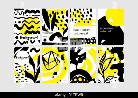 Set of creative universal floral elements. Hand Drawn textures Stock Vector