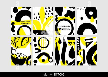 Set of creative universal floral elements. Hand Drawn textures Stock Vector