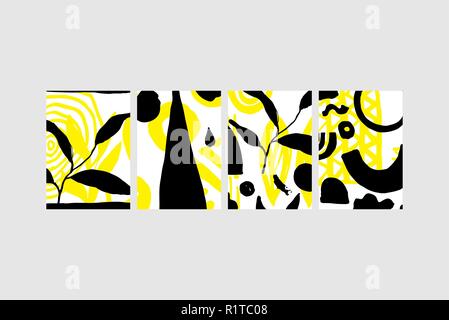 Set of creative universal floral elements. Hand Drawn textures Stock Vector