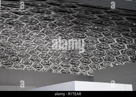 Ceiling detail of the Louvre Abu Dhabi Dome from inside Stock Photo