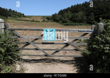 Beware of the Bull sign on Herm Island, Channel Islands, UK Stock Photo