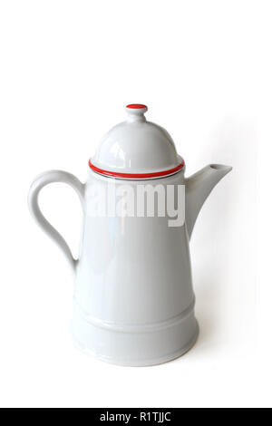 White porcelain tea pot isolated on a white background Stock Photo