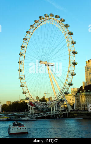 The London Eye, also known as the Millennium Wheel, is a giant Ferris wheel on the South Bank of the River Thames, London, England. Stock Photo