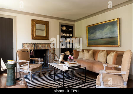 Living room with seashell collection Stock Photo