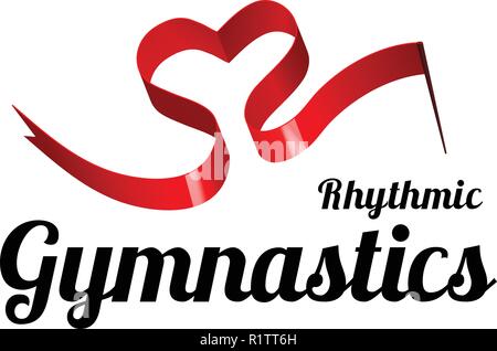 Ribbon for rhythmic gymnastics in the shape of a heart. Vector illustration on white Stock Vector