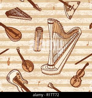 Musical instruments. String Instruments. Music background. Stock Vector