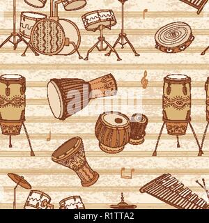 Musical instruments. Drums. Percussion. Stock Vector