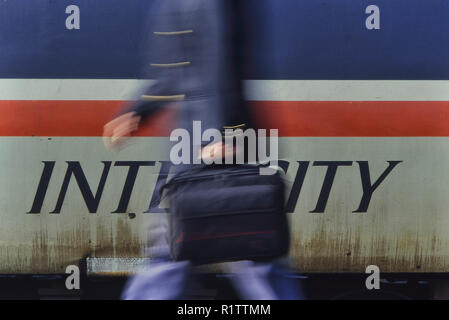 Intercity 125 train passenger, England, UK. Circa 1980's Stock Photo