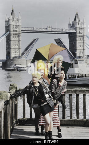 Female punks, Tower Bridge, London, England, UK. Circa 1980's Stock Photo