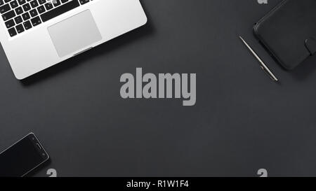 Laptop on black background copyspace textspace socialmedia Stock Photo