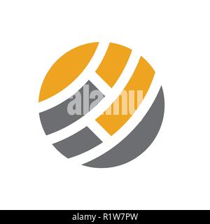 circle, sphere, global, world, language, company, communication, connection, technology. Simple and clean abstract icon logo design. Stock Vector