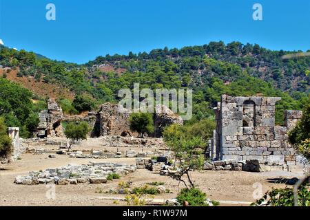 The ruins of the ancient city of Kaunos, near Dalyan, Turkey. Stock Photo