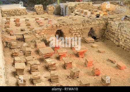 Hypocaust or underfloor heating system within the Gallo Roman Villa in Escolives-Sainte-Camille, Yonne, Burgundy, France, Europe Stock Photo