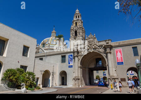 The San Diego Museum of Man and the California Tower in Balboa Park, San Diego, California, United States. Stock Photo