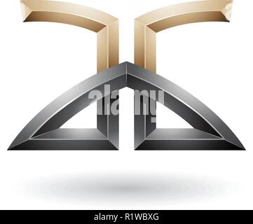 Vector Illustration of Beige and Black Bridged Embossed Letters of A and G isolated on a White Background Stock Vector