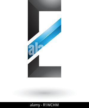 Vector Illustration of Black and Blue Letter E with a Diagonal Line isolated on a White Background Stock Vector