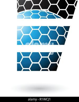 Vector Illustration of Black and Blue Letter E with Honeycomb Pattern isolated on a White Background Stock Vector