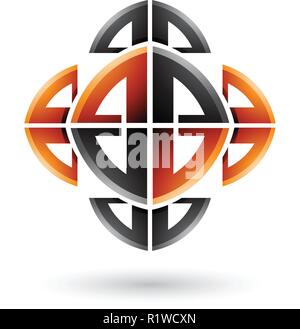 Vector Illustration of Black and Orange Abstract Ornamental Bow Shapes isolated on a White Background Stock Vector