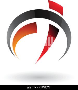 Vector Illustration of Black Red and Orange Car Gauge Shaped Letter F and T isolated on a White Background Stock Vector