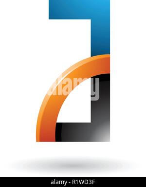 Vector Illustration of Black and Orange Letter A with a Glossy Quarter Circle isolated on a White Background Stock Vector