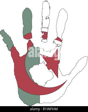 vector handprint in the form of the flag of Algeria Stock Vector