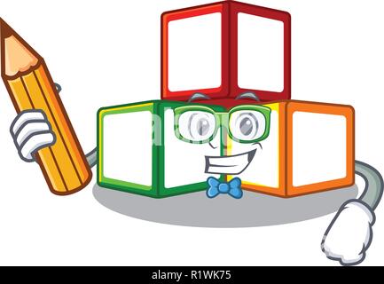 Student toy blocks cube blank cartoon wooden Stock Vector