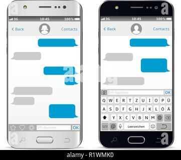 Mobile phones with Germany alphabet virtual keyboard Stock Vector