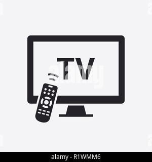 Smart TV with remote control icon Stock Vector