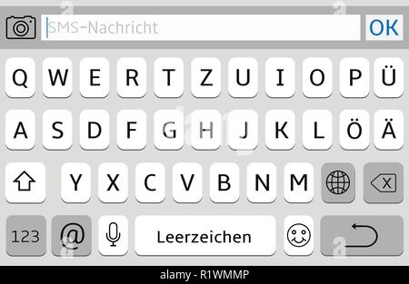 Germany alphabet virtual keyboard for mobile phone Stock Vector