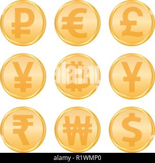 Currency icons set Stock Vector