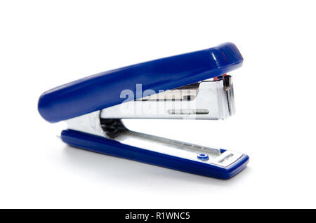 blue stapler isolated on a white background Stock Photo