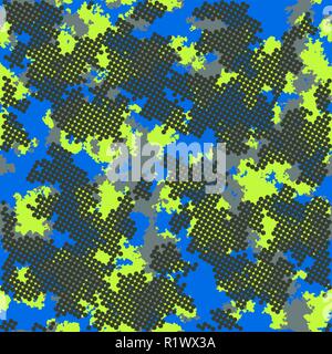 Fashion camo design. Color clouds seamless pattern vector. Trendy camouflage fabric pattern. Stock Vector