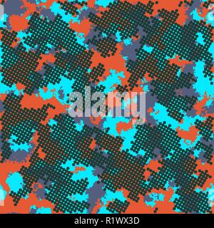 Fashion camo design. Color clouds seamless pattern vector. Trendy camouflage fabric pattern. Stock Vector